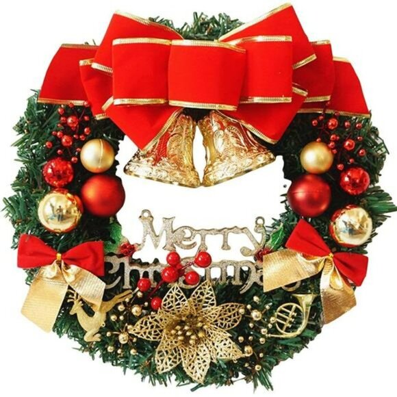 Small Christmas Wreath (11.8 Inch / 30 cm) for Front Door Wall Window Artificial - Picture 5 of 7